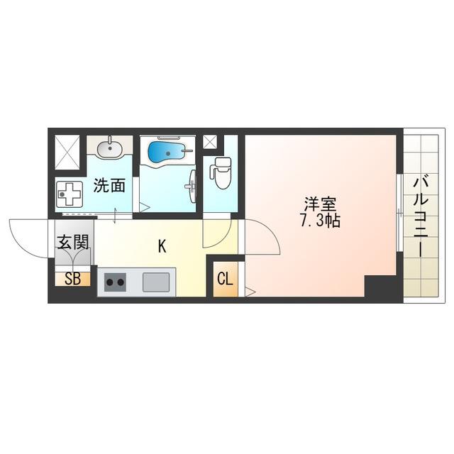 デルタイースト(1K/2階)の間取り写真