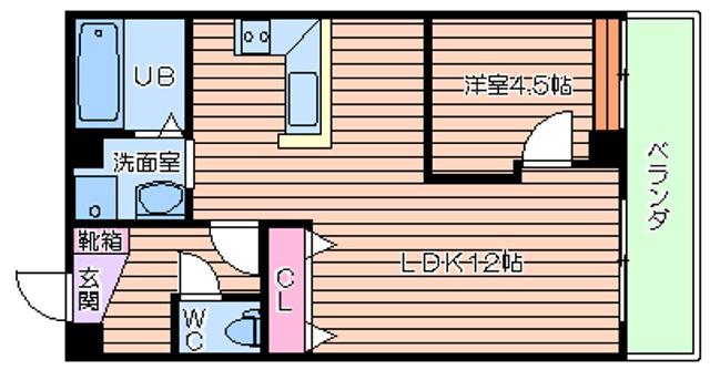 リバーライズ空堀(1LDK/3階)の間取り写真