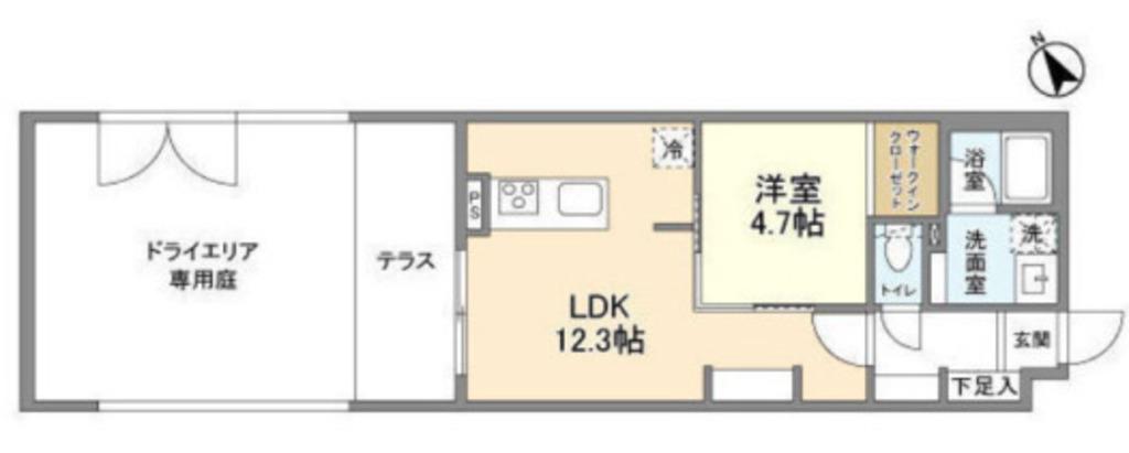 ACPレジデンス文京春日(1LDK/1階)の間取り写真