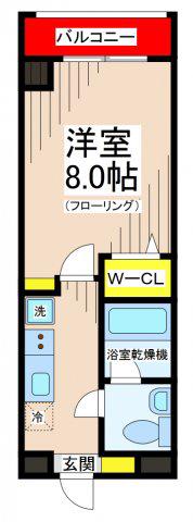 ウィステリア仙川II(1K/2階)の間取り写真
