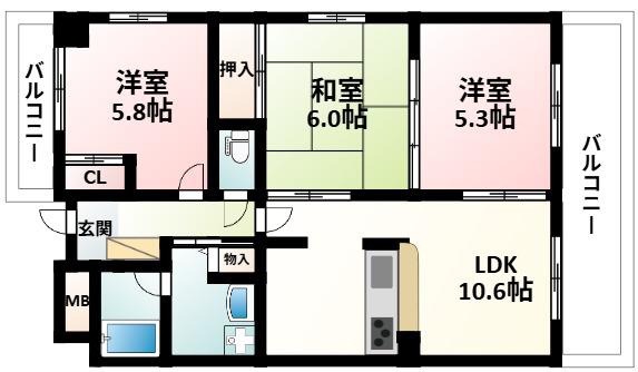 ハイネスオーミ(3LDK/3階)の間取り写真