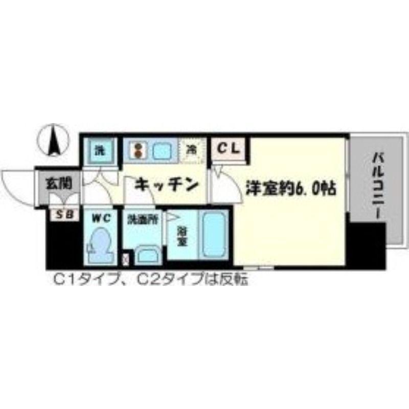 エスリード心斎橋イースト(1K/14階)の間取り写真
