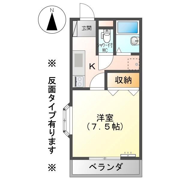 ハイツなかざわA棟(1K/2階)の間取り写真