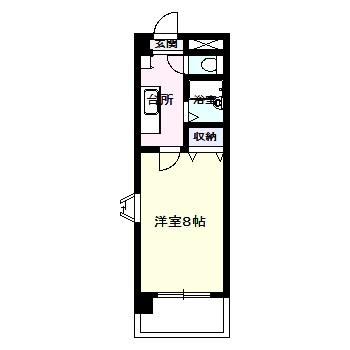 ベルエアー(1K/2階)の間取り写真