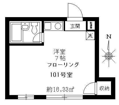 プチパレス恵比寿(ワンルーム/1階)の間取り写真