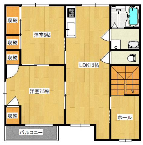 パレス丸山II(2LDK/2階)の間取り写真