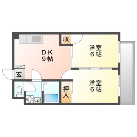 セントヒルズ和庄(2DK/2階)の間取り写真