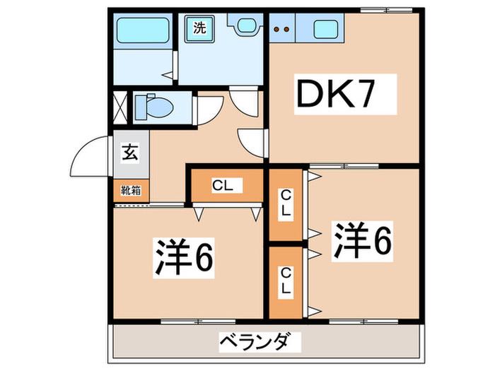 ベルウッド芳栄(2DK/3階)の間取り写真