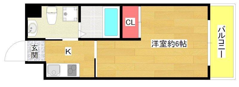インザグレイス弁天町II みなと通(1K/8階)の間取り写真