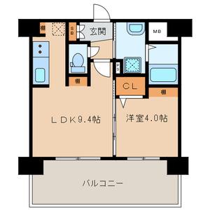 三島マンション博多駅東(1LDK/6階)の間取り写真