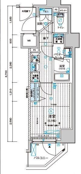 メインステージ千住中居町(1K/2階)の間取り写真