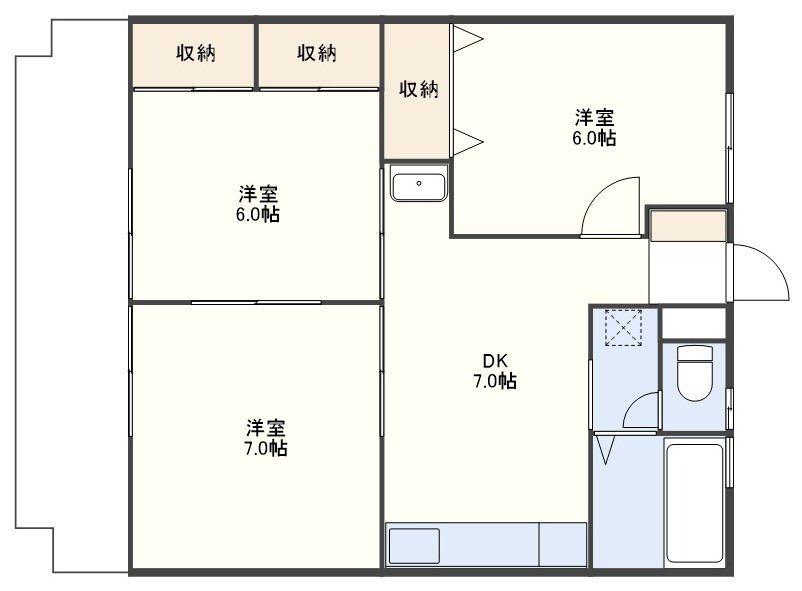 アベニュー島田PARTI(3DK/2階)の間取り写真