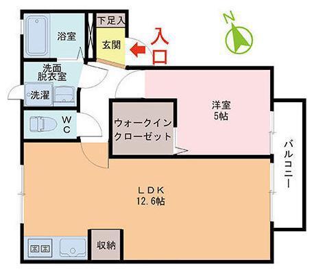 メゾンフローラル(1LDK/1階)の間取り写真