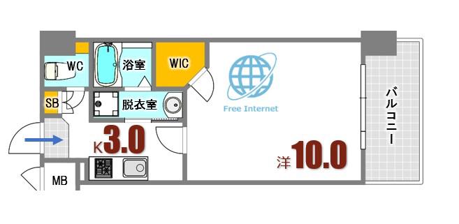ウィステリア天神川(1K/3階)の間取り写真