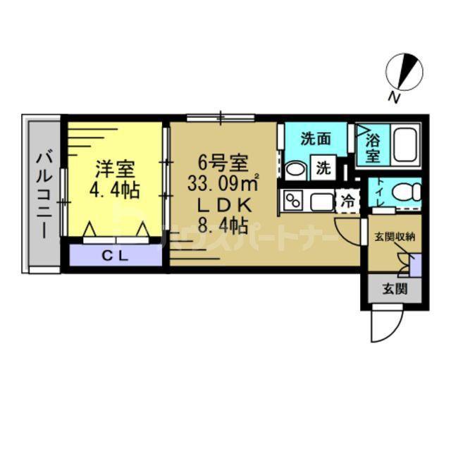 AJ南行徳ノース(1LDK/1階)の間取り写真