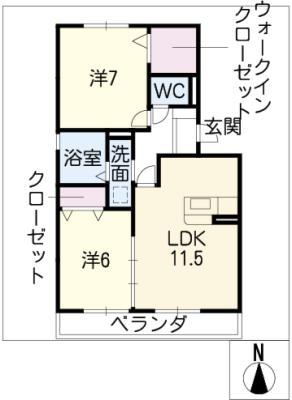 フォンテーヌJ(2LDK/1階)の間取り写真