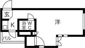 ルーミーハイツ(ワンルーム/2階)の間取り写真