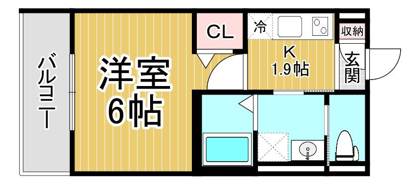 プルミエール 立花(1K/3階)の間取り写真