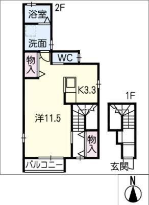 TERRACE GATE光洋(1K/2階)の間取り写真
