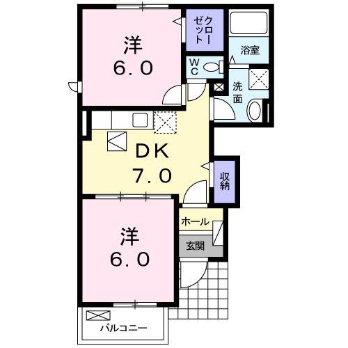 メゾンド・ポポラスB(2DK/1階)の間取り写真