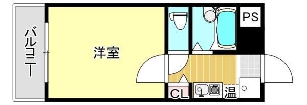 パンルネックスクリスタル箱崎(1K/6階)の間取り写真