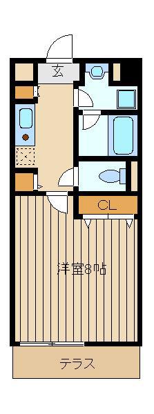 ブランローズ(1K/1階)の間取り写真