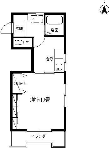 郡山キクチビル(1K/2階)の間取り写真