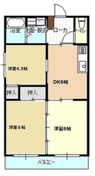 木嶋ハイツ(3DK/2階)の間取り写真