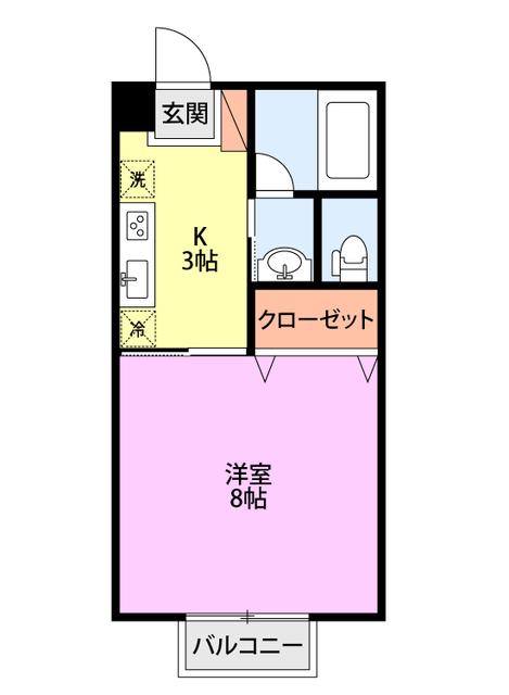 フォレストヒルズA(1K/1階)の間取り写真