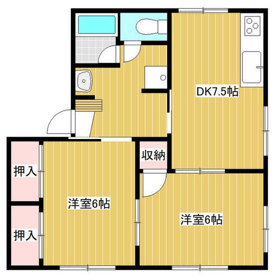 メゾン竹村(2DK/2階)の間取り写真