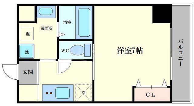 PARK HILLS 上本町壱番館(1K/9階)の間取り写真