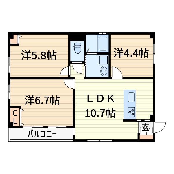 ドリームII(3LDK/1階)の間取り写真