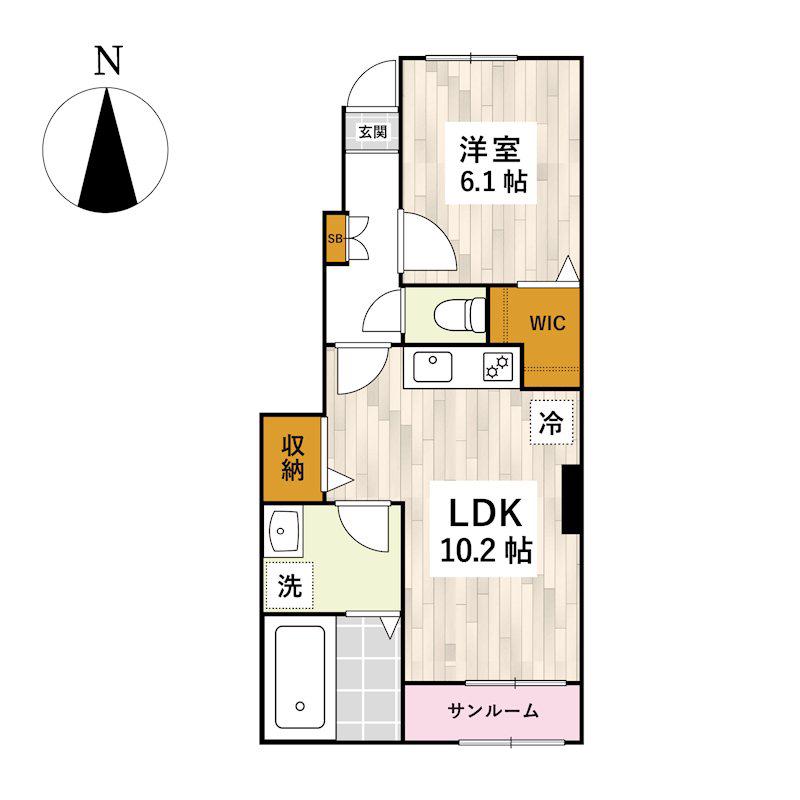 パピーズ須屋(1LDK/1階)の間取り写真
