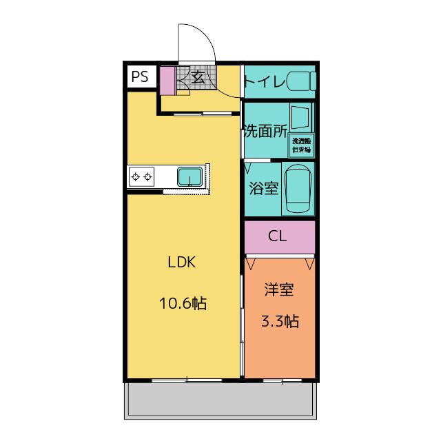 VENEZIAII(1LDK/4階)の間取り写真