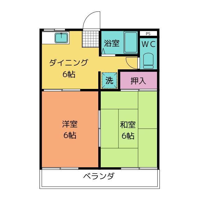 タウニー宝山(2DK/1階)の間取り写真