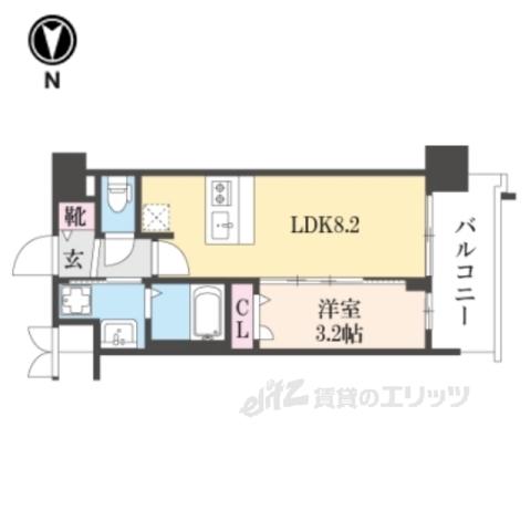 プレサンスTHE KYOTO 新町通(1LDK/5階)の間取り写真