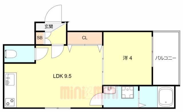 GRANDIR千船駅前II(1LDK/3階)の間取り写真