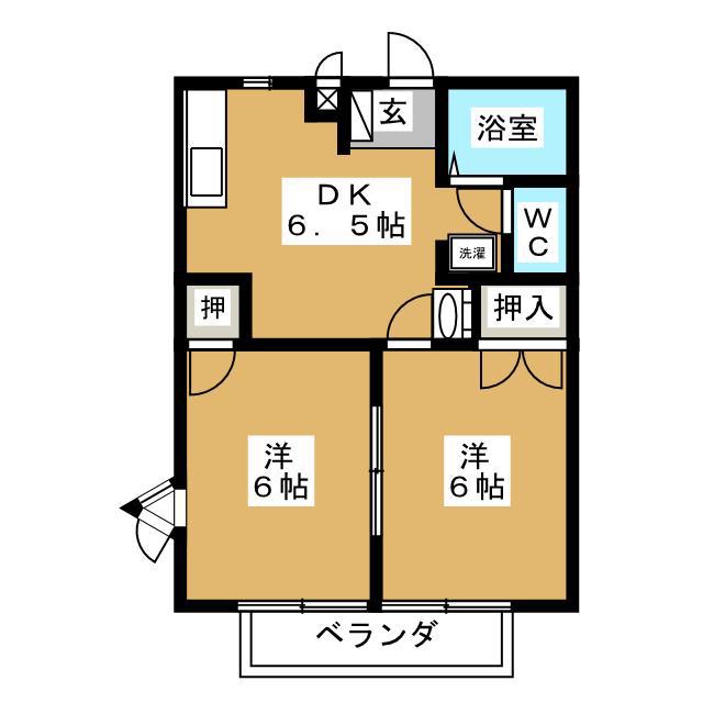 グリーンハイツC(2DK/2階)の間取り写真