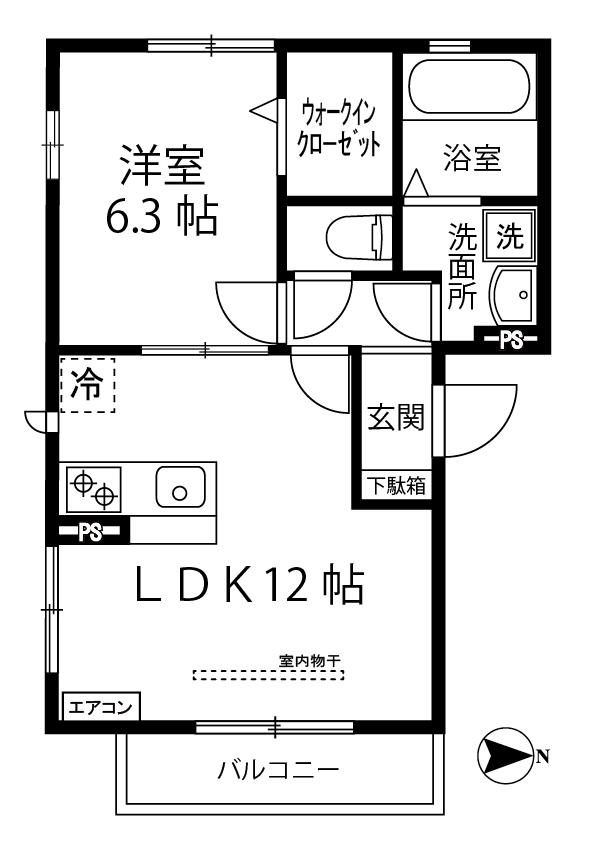 サニープレイス(1LDK/3階)の間取り写真