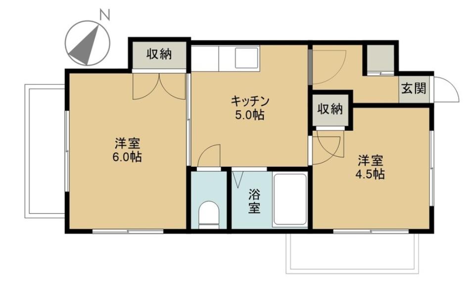 ウイングコート赤塚(2DK/2階)の間取り写真