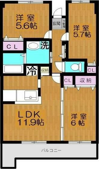 ヴィーエクレールII(3LDK/5階)の間取り写真