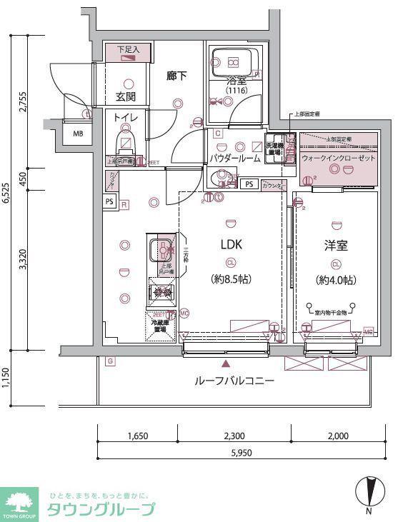 ARCOBALENO BUBAIGAWARA(1LDK/4階)の間取り写真