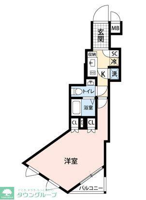 ビバリーホームズ練馬桜台(1K/2階)の間取り写真