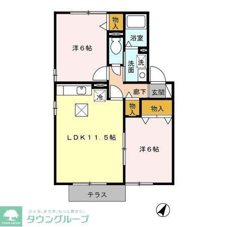 メゾン・アンソレイユIII(2LDK/1階)の間取り写真