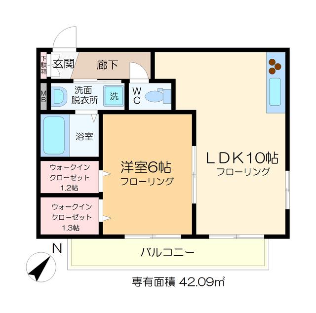HEBEL LOOP(1LDK/2階)の間取り写真