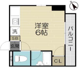 大倉山サンハイツ(ワンルーム/3階)の間取り写真