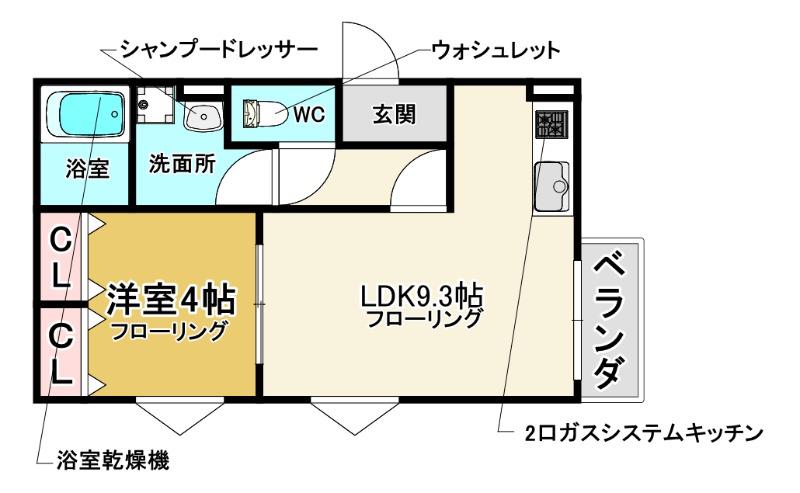 LA-CREA池田リーフィア(1LDK/3階)の間取り写真