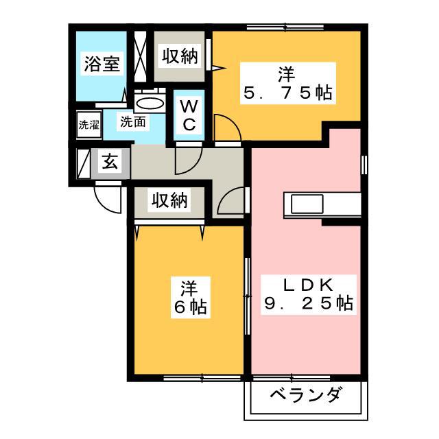 マリアローザ・B(2LDK/1階)の間取り写真