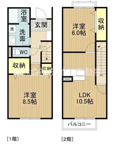 名鉄名古屋本線 男川駅 徒歩49分 2階建 築20年(2LDK/1階)の間取り写真