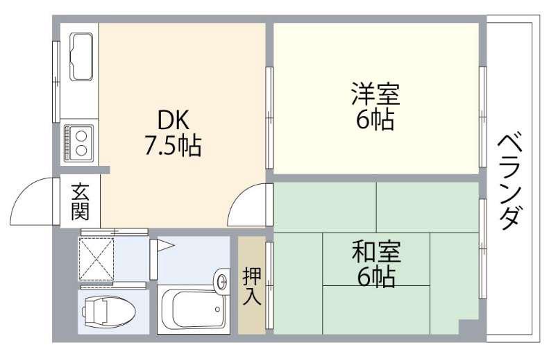 TKハウス(2DK/4階)の間取り写真